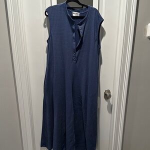 Blue Sleeveless Button-Down Wide Legged Jumpsuit